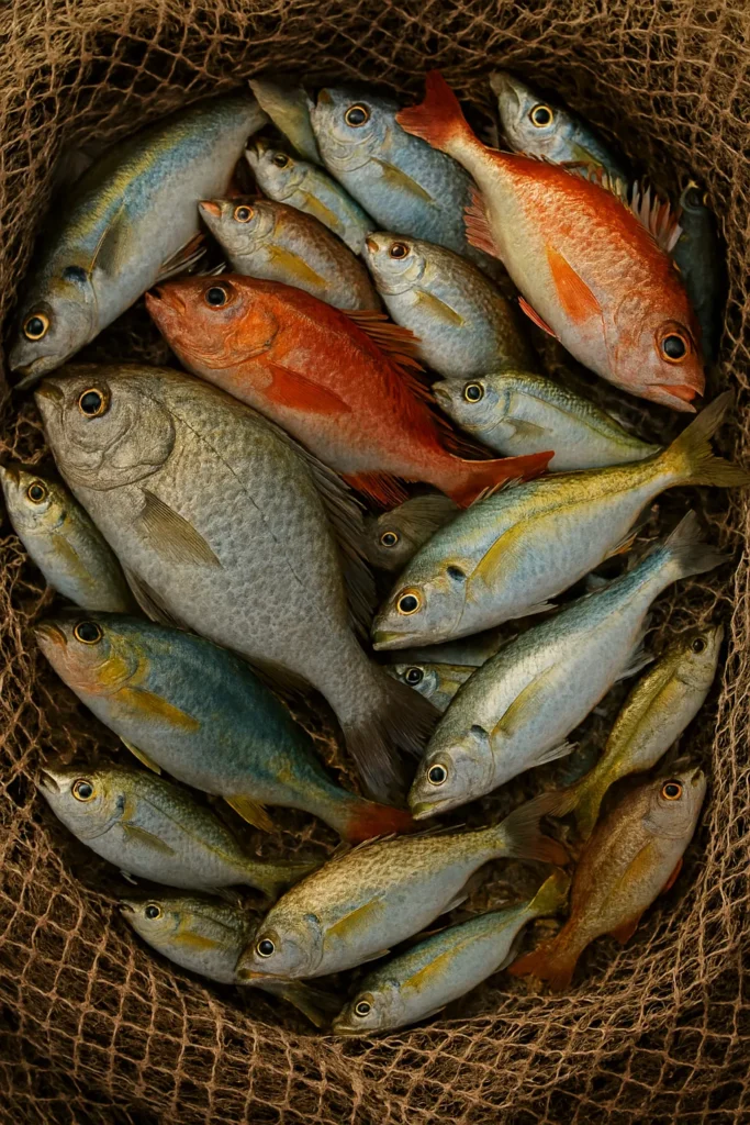 Diversidad de peces en una red - Ilustra la universalidad del mensaje de Jesús en Mateo 13 47