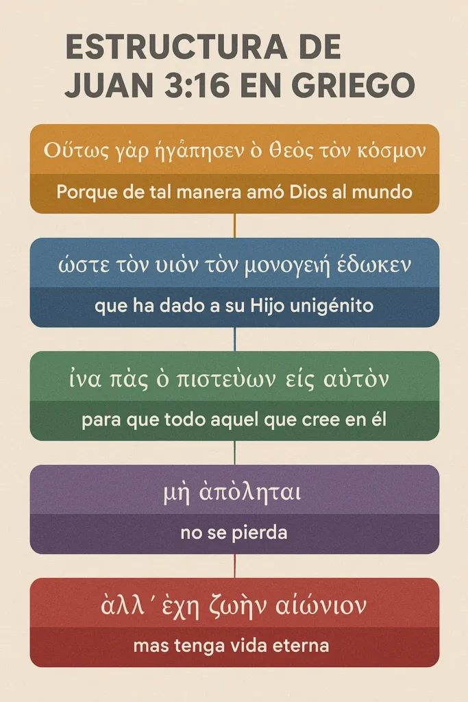 De tal manera amó Dios al mundo – Juan 3:16 explicación y cómo aplicarlo hoy » de tal manera amó Dios al mundo Estructura de Juan 3:16 en griego
