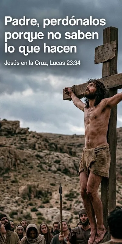 Jesús crucificado diciendo 'Padre, perdónalos porque no saben lo que hacen'