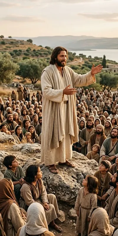 Jesús de Nazaret enseñando a multitudes